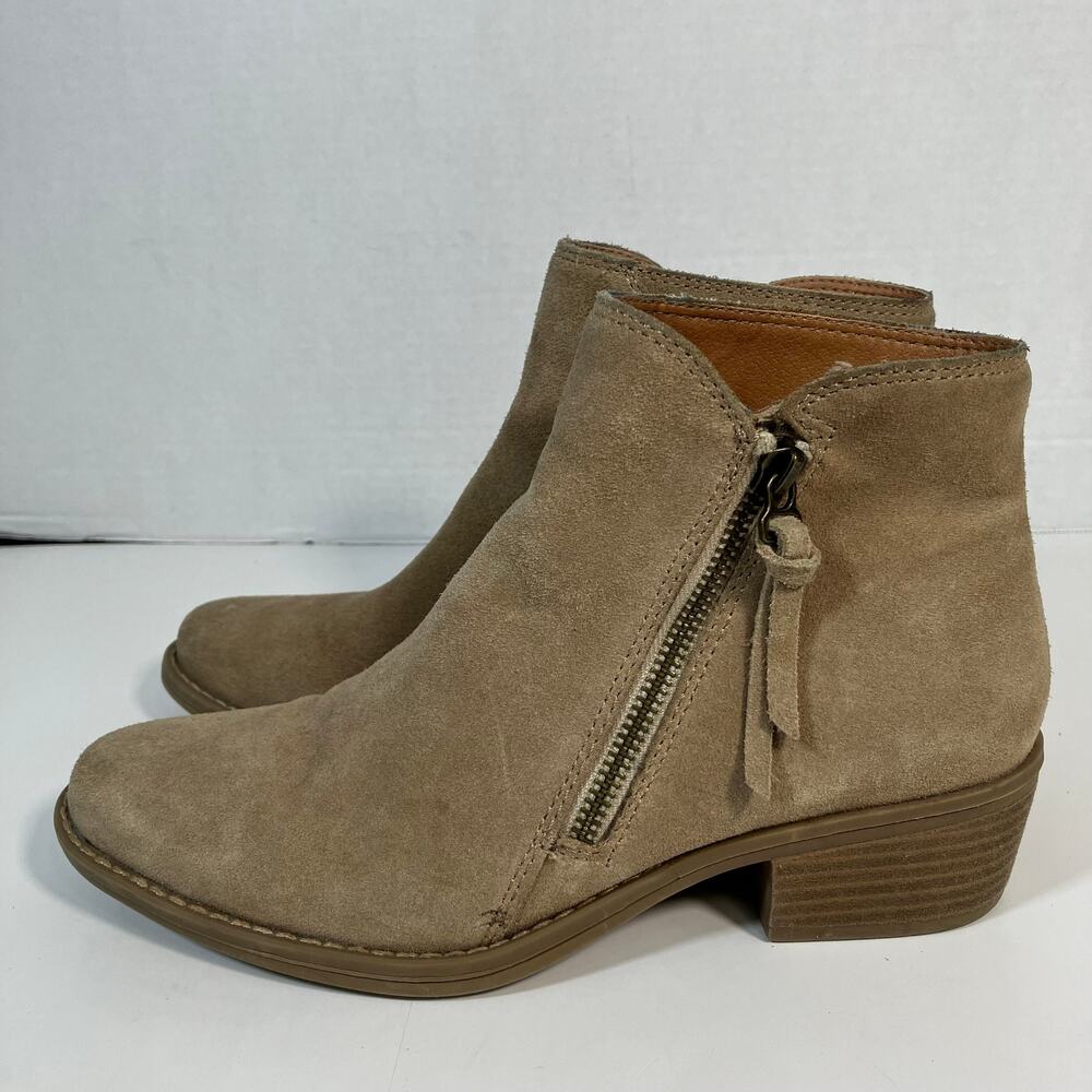 White Mountain Womens Sz 7 Altos Suede Ankle Booties Block Heel Side Zipper